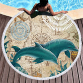Lofaris Summer Atmosphere Marine Themed Round Beach Towel